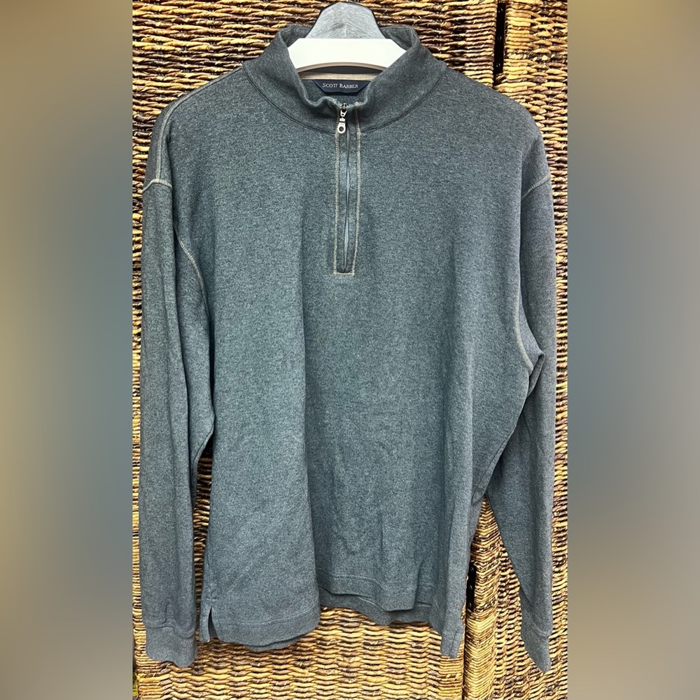 Scott‎ Barber - Grey Quarter-Zip Pullover. Size: XLarge
